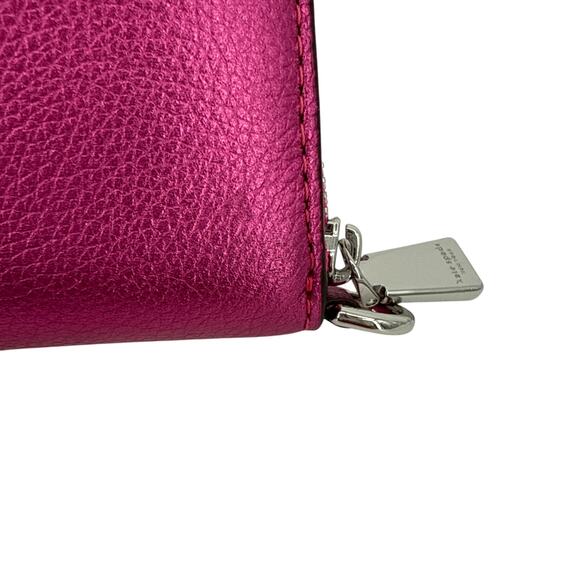 KATE SPADE Natasha Metallic Pebbled Leather Chain Compact Wristlet Bikini Pink